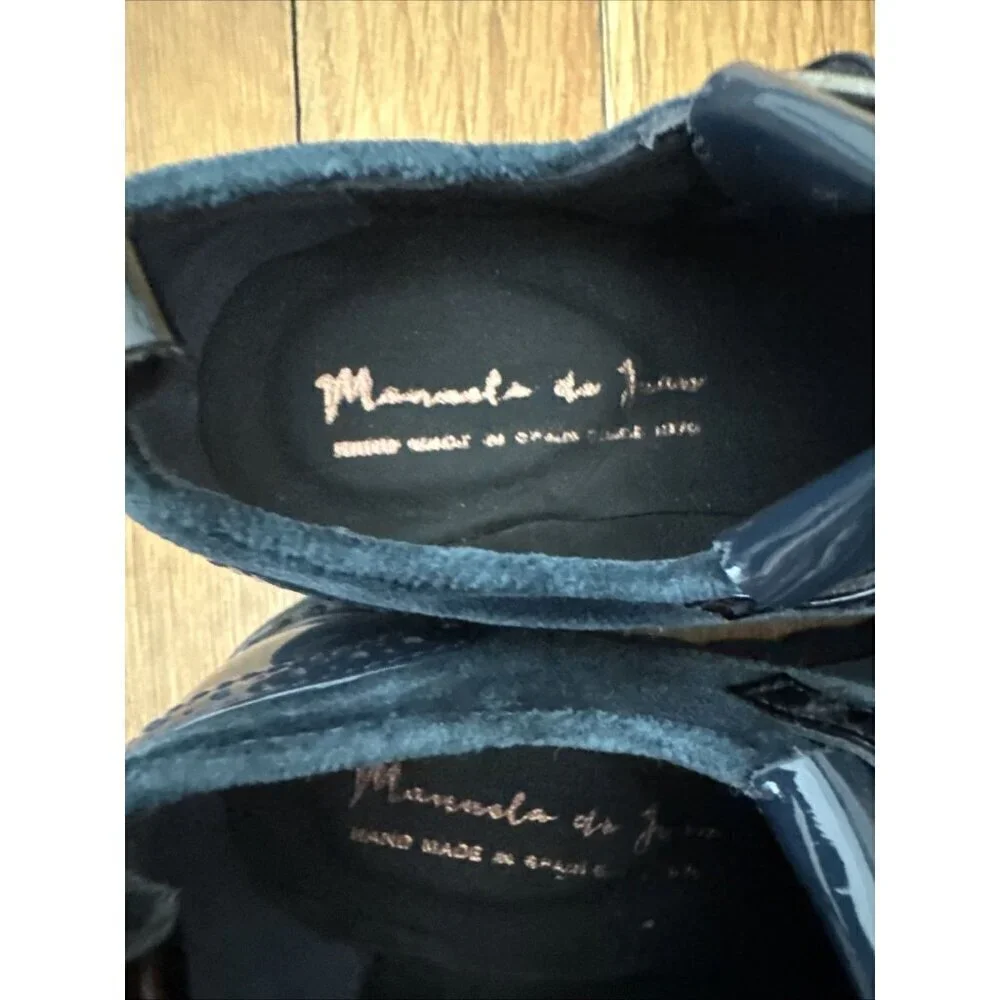 Designer Manuela DE Juan Blue Velvet/Patent Leather Shoes 27 Spain